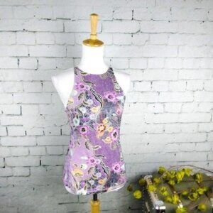 Prana Floral Strappy Performance Top Purple Size XS